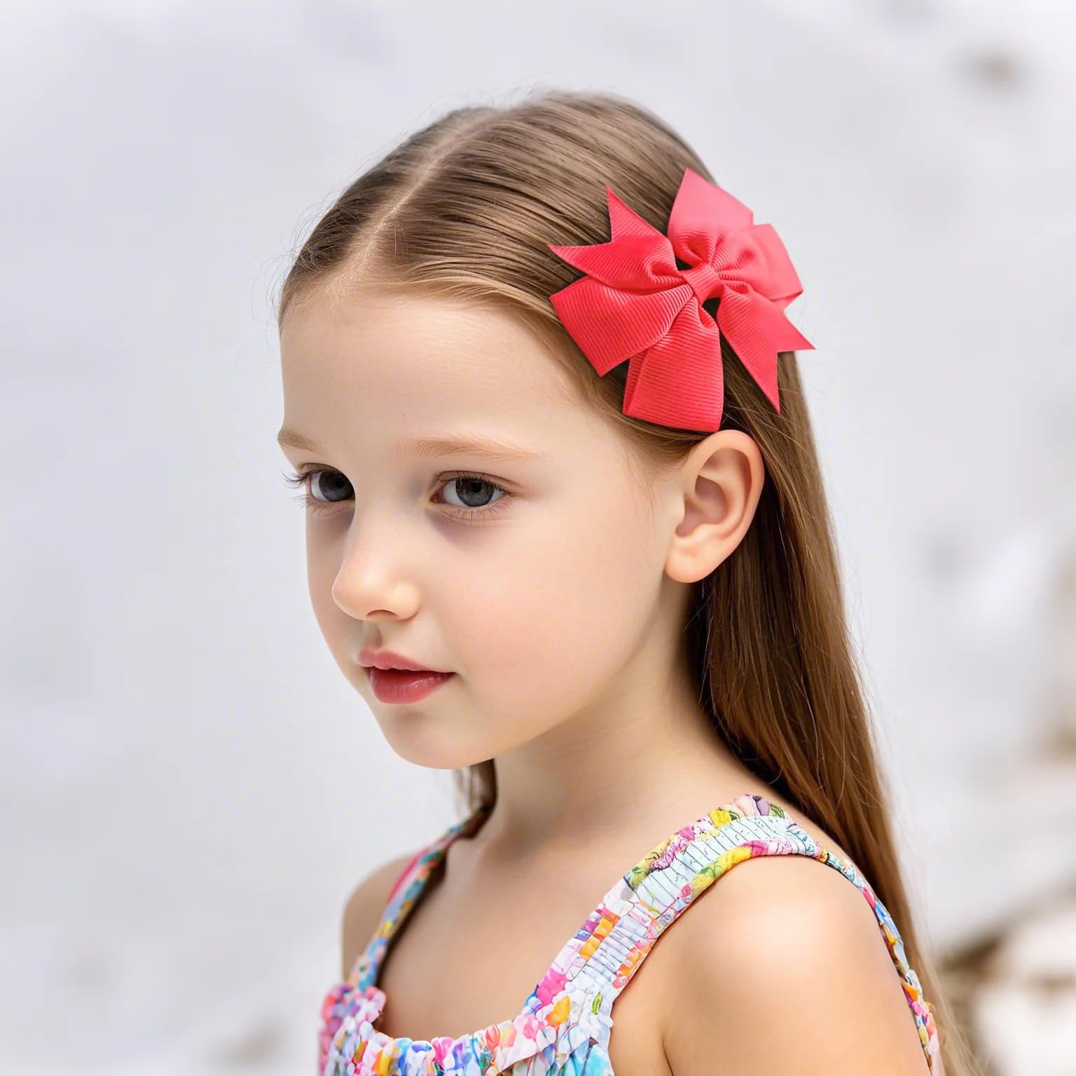 Close up view of the durable non slip metal alligator clip attached to grosgrain ribbon