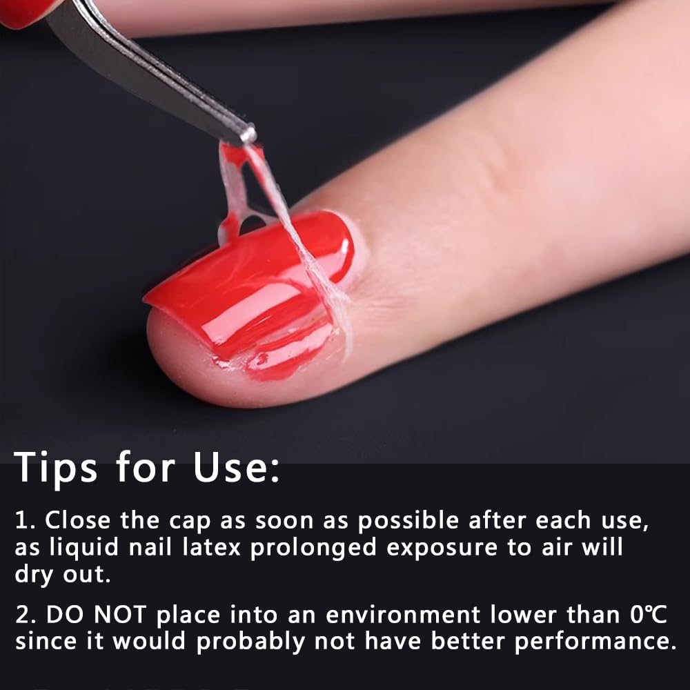 Tweezers peeling away the dried pink latex shield from a clean finger edge