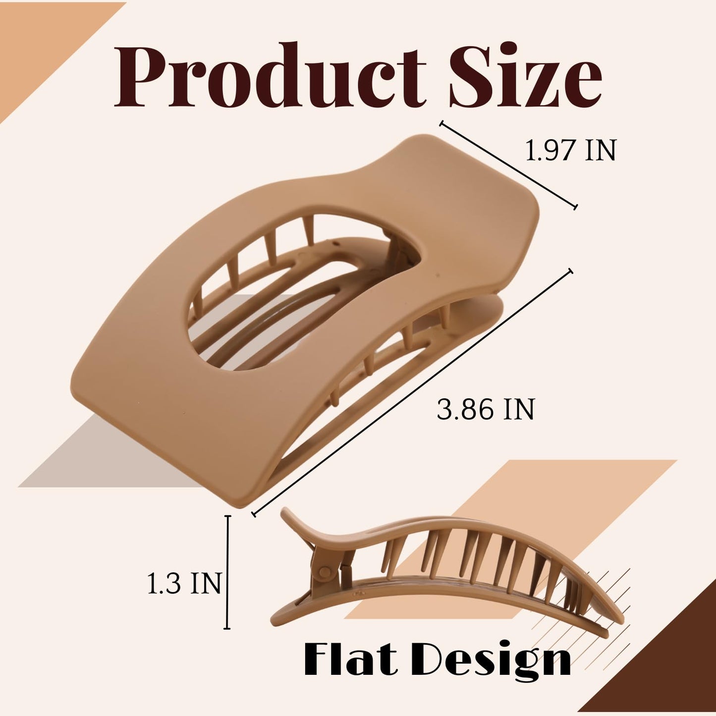 Drealoe large no-slip square hair claw clips side profile