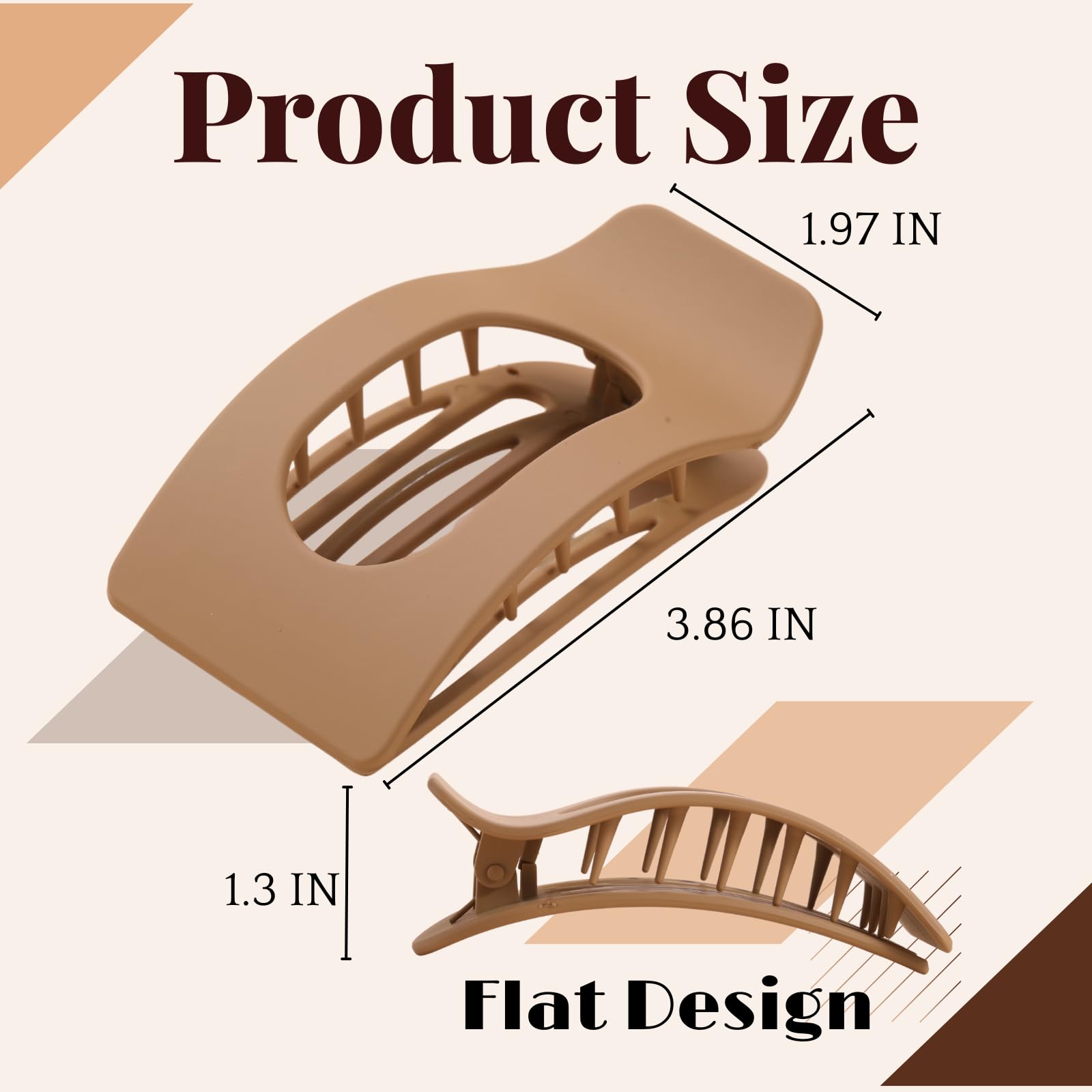 Drealoe large no-slip square hair claw clips side profile