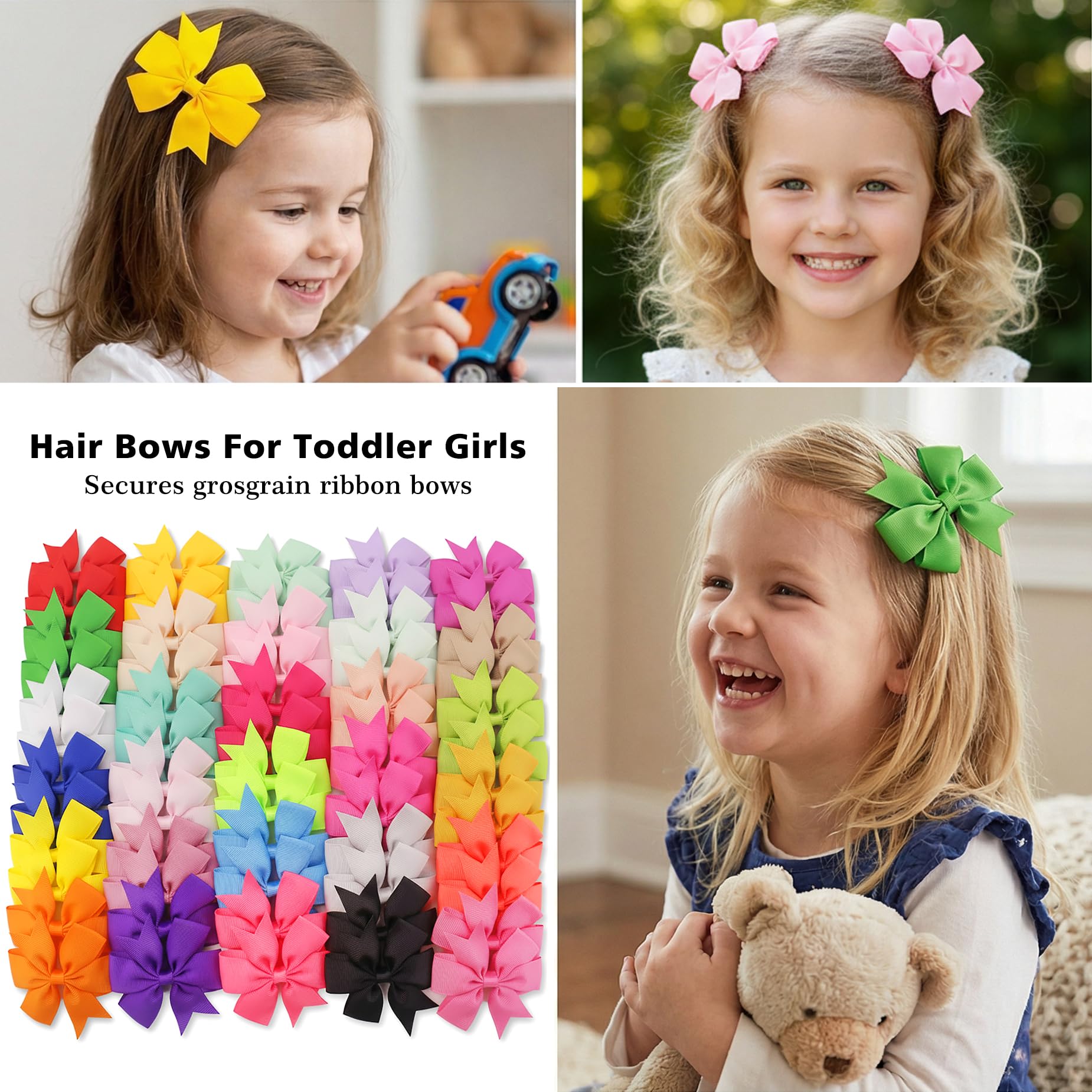 Babymatch premium quality handmade grosgrain ribbon hair clips overhead arrangement
