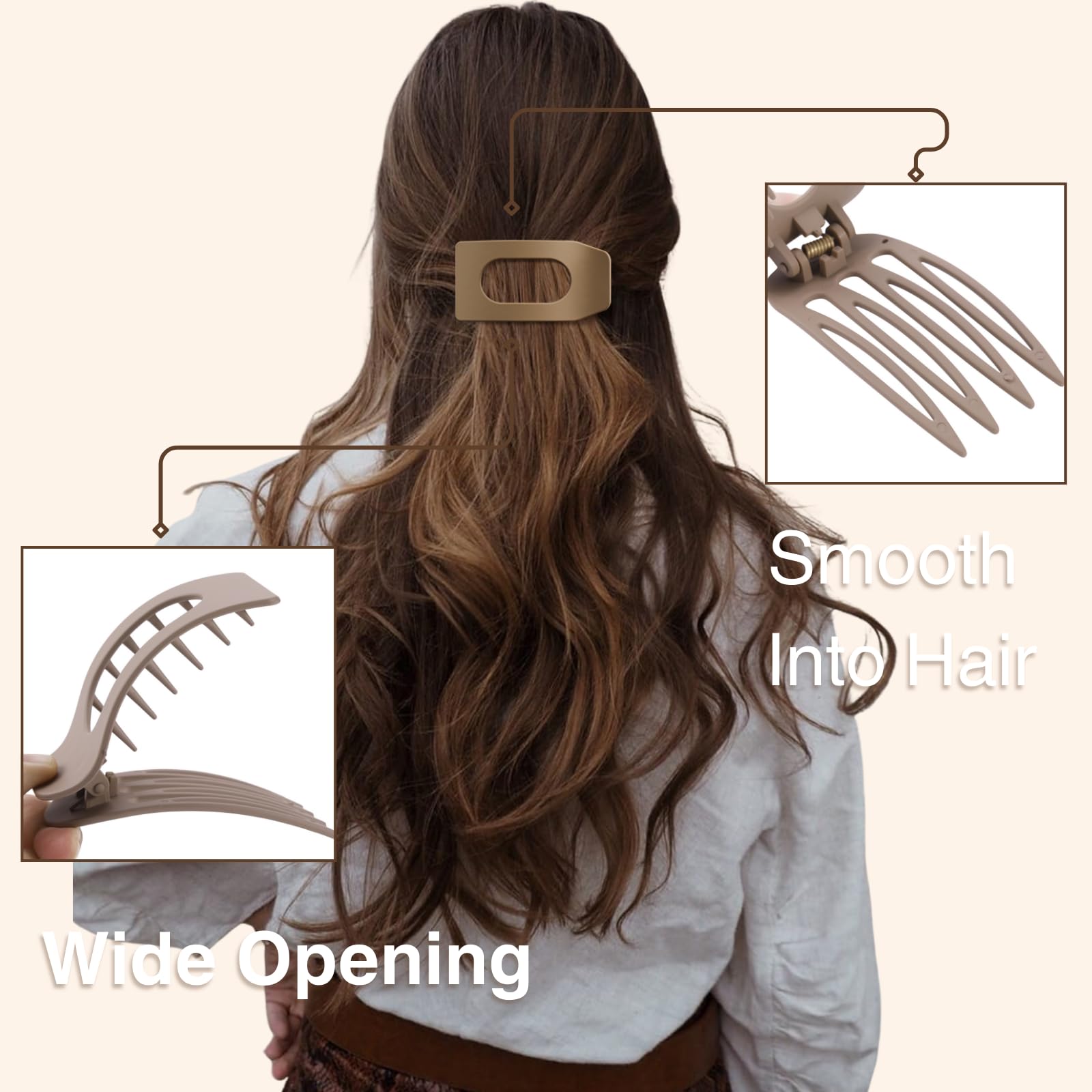 Eight pack neutral colored flat hair clips for styling