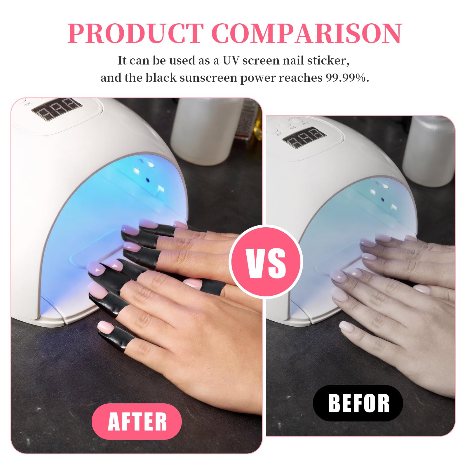 Stretchy silicone material skin shield sticker being applied to the nail cuticle area.