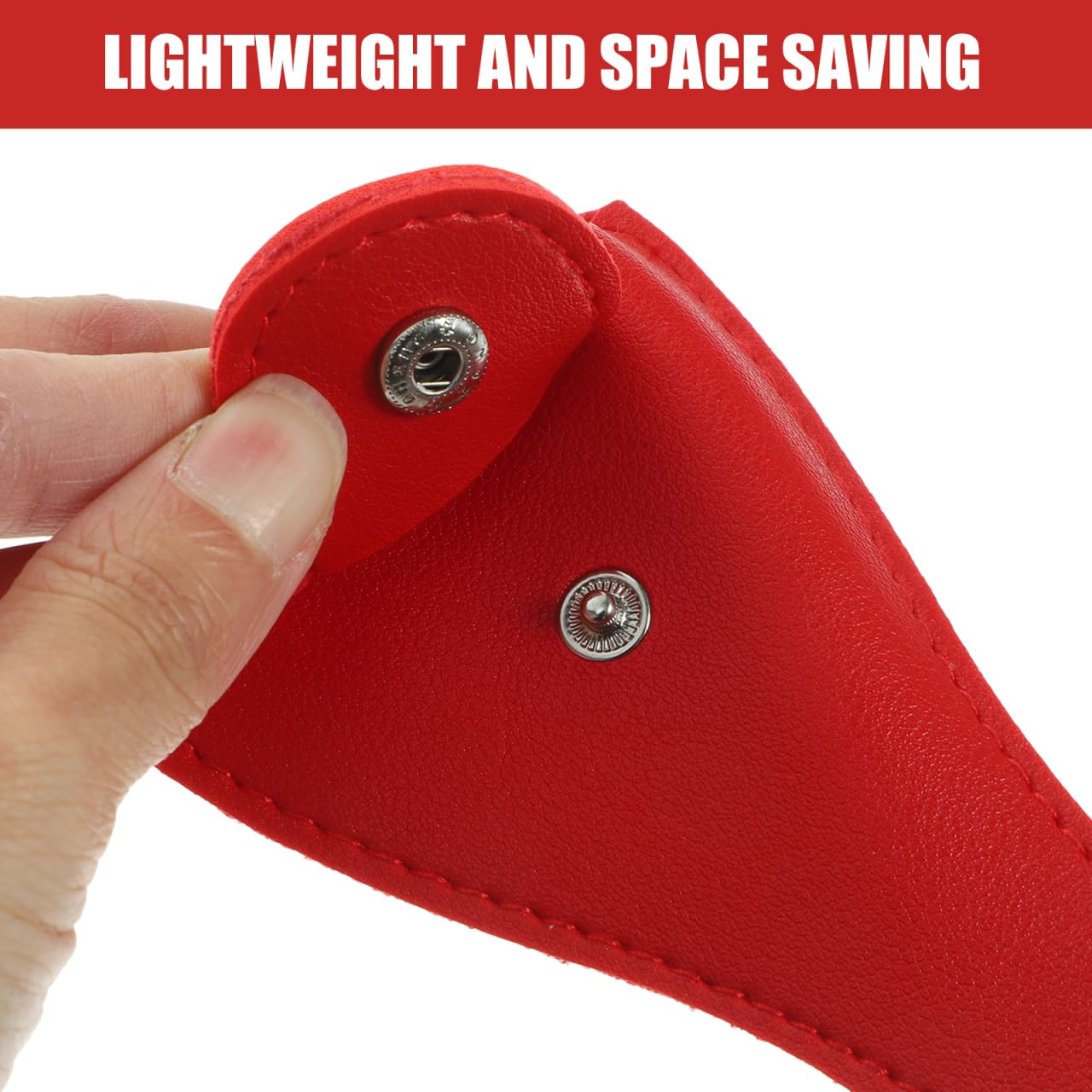 Three polyurethane leather nail nipper sheaths showcasing the secure metal snap buckle closure.