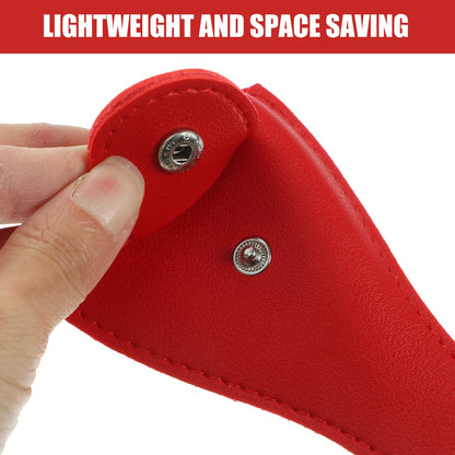 Three polyurethane leather nail nipper sheaths showcasing the secure metal snap buckle closure.
