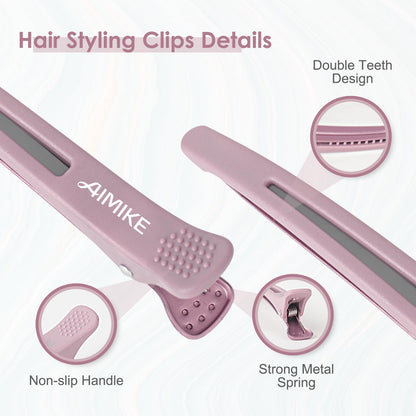 Six piece professional alligator hair clips in aesthetic Morandi colors on a neutral background