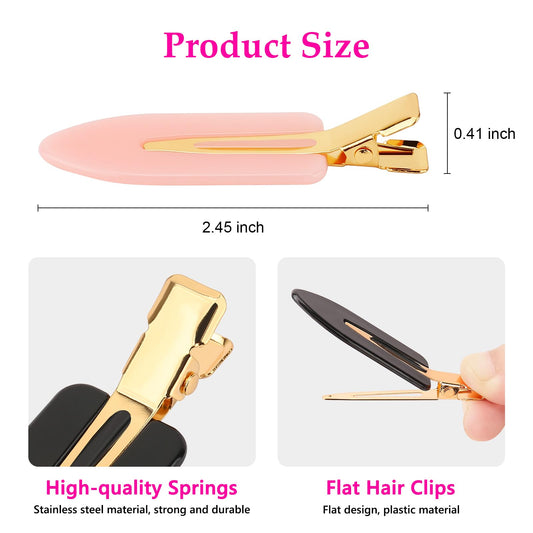 Pink black and white flat makeup clips with golden handle