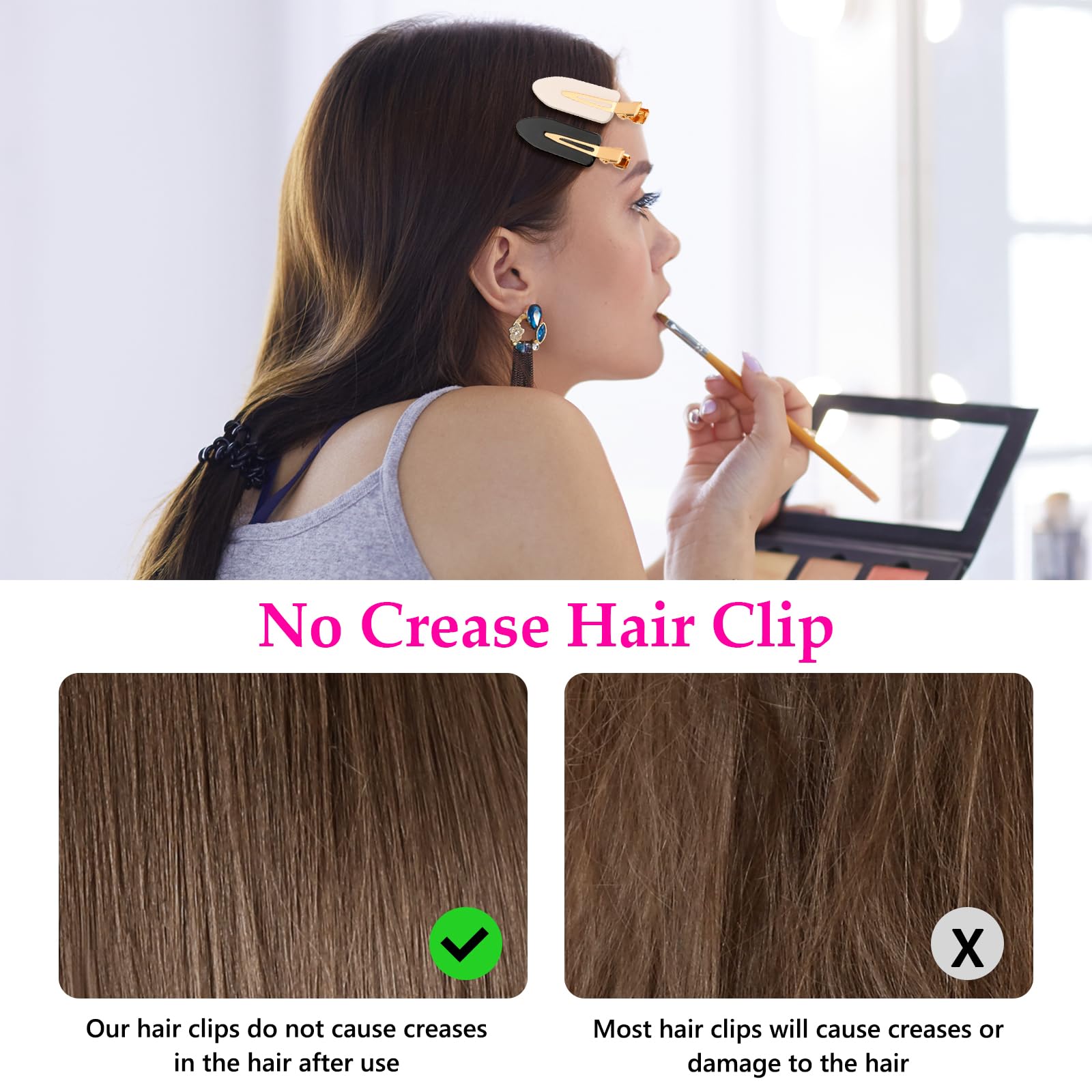 Toothless salon styling clips pack for crease free hair