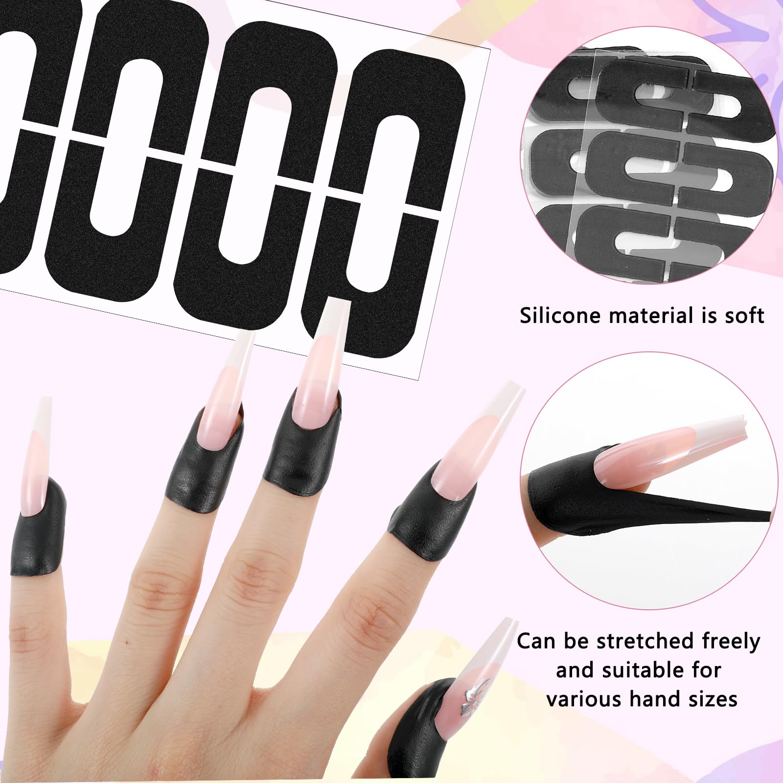 Demonstration of a manicure process using peel off skin stencils to prevent stamping polish stains