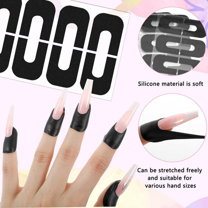 Demonstration of a manicure process using peel off skin stencils to prevent stamping polish stains