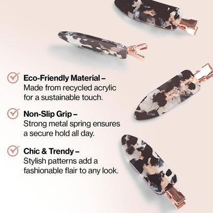 Eco friendly recycled acrylic makeup clips by Kitsch on flat surface