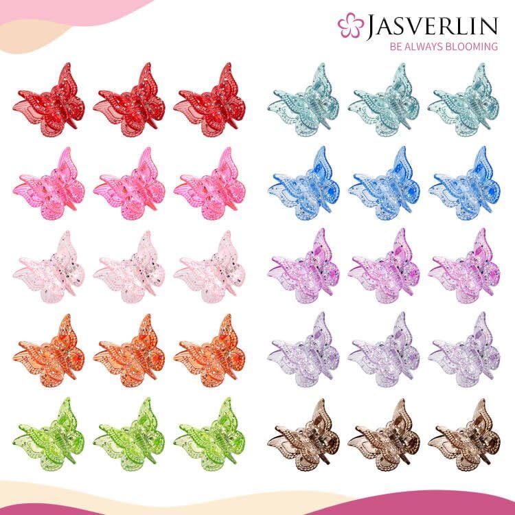 Assorted colorful sparkly tiny hair clamps in ten gradient shades