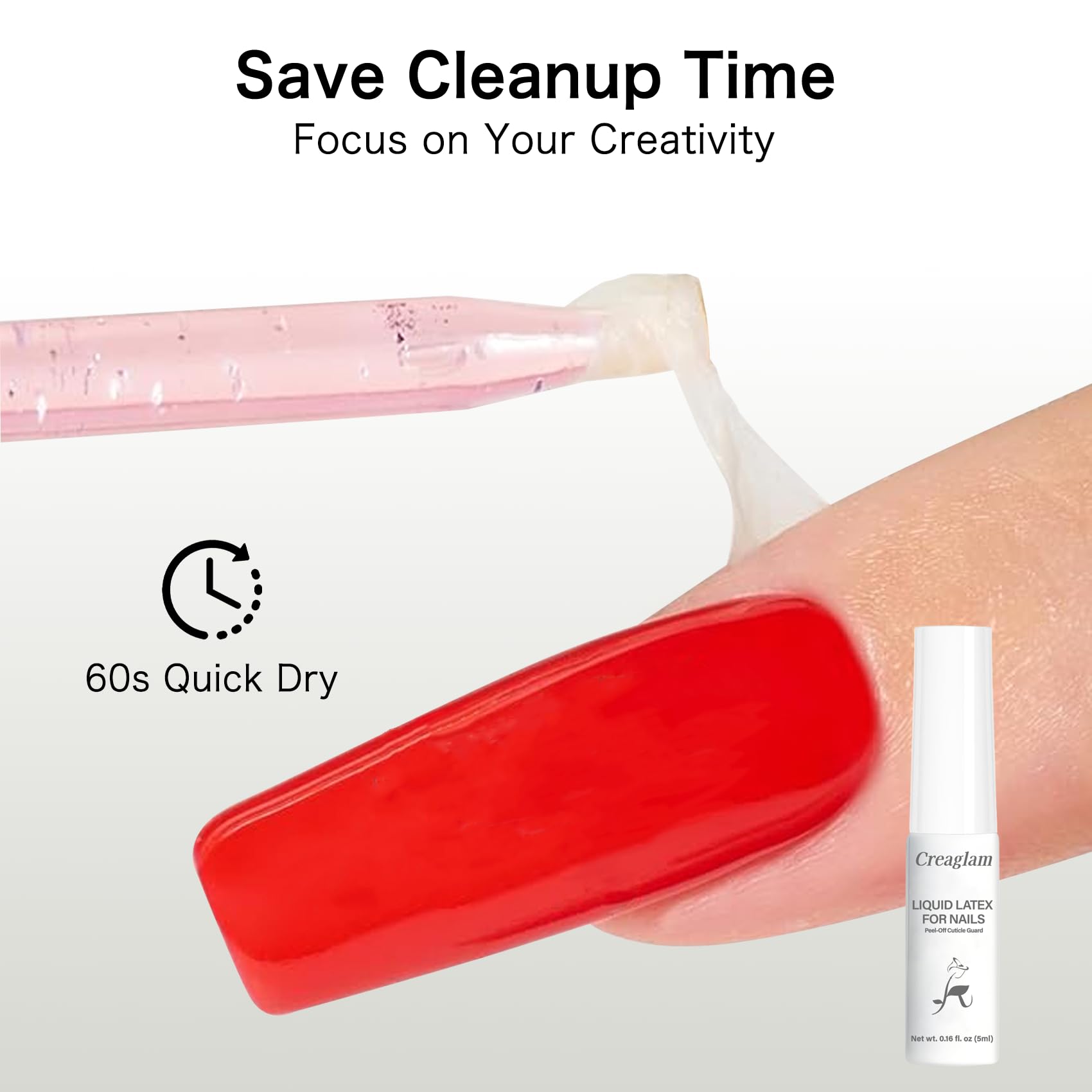 Liquid latex applied to fingers for nail art protection