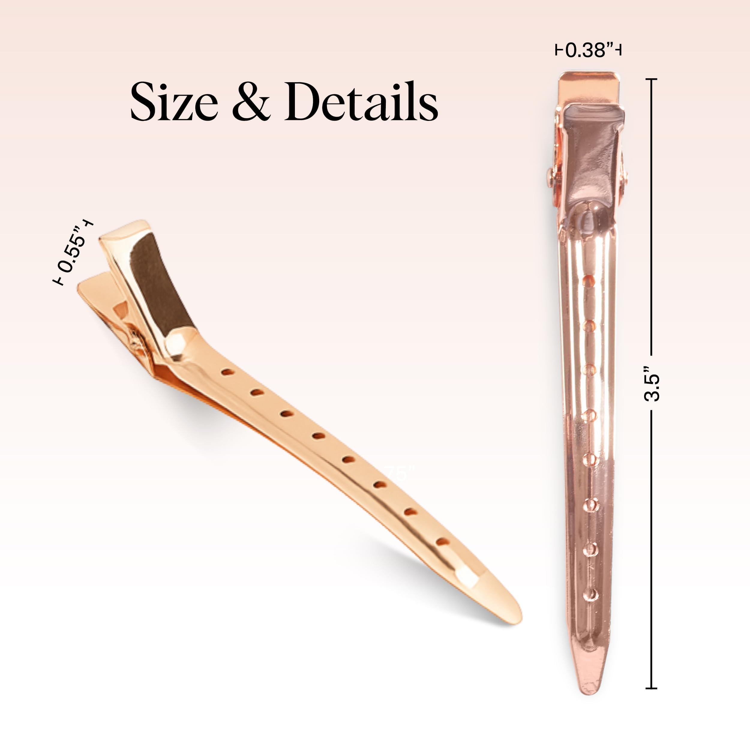 Lightweight heavy-duty rust-free aluminum hair clips showcasing professional hinges