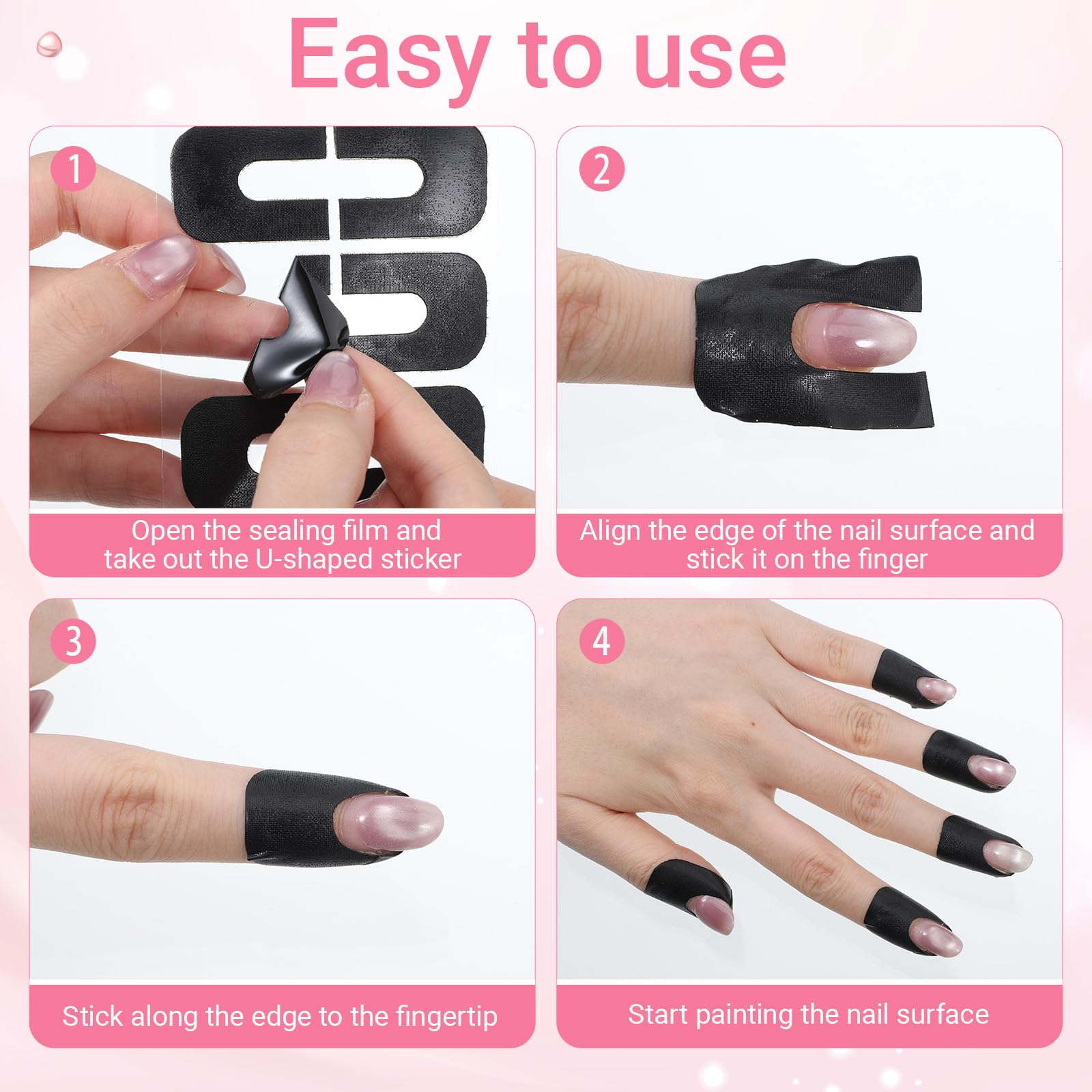Black U-shape cuticle protectors for DIY nail art