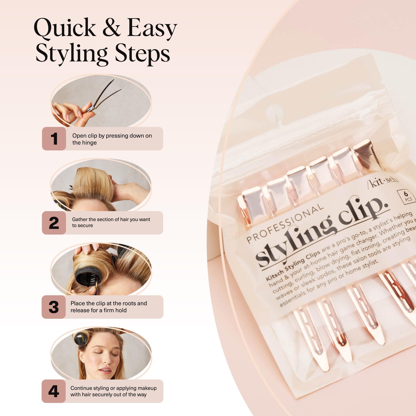 Alligator sectioning clips being used for blow drying and precision hair cutting