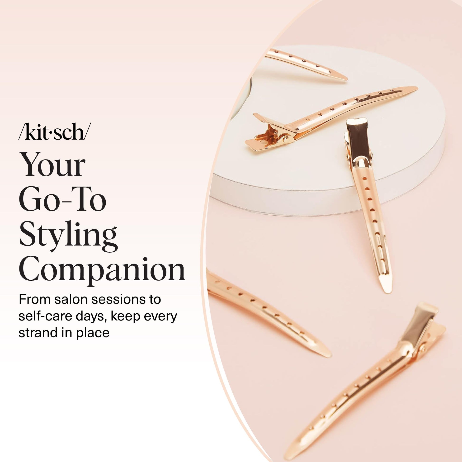 Six count premium rose gold hairpins laid out to display sleek design