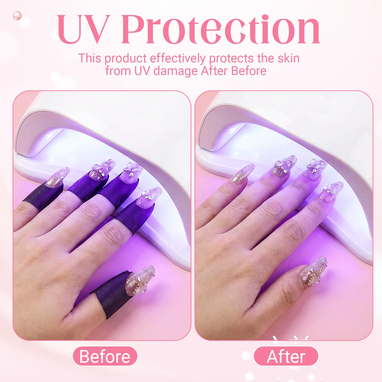 Close up of disposable U-shape nail polish guard stickers