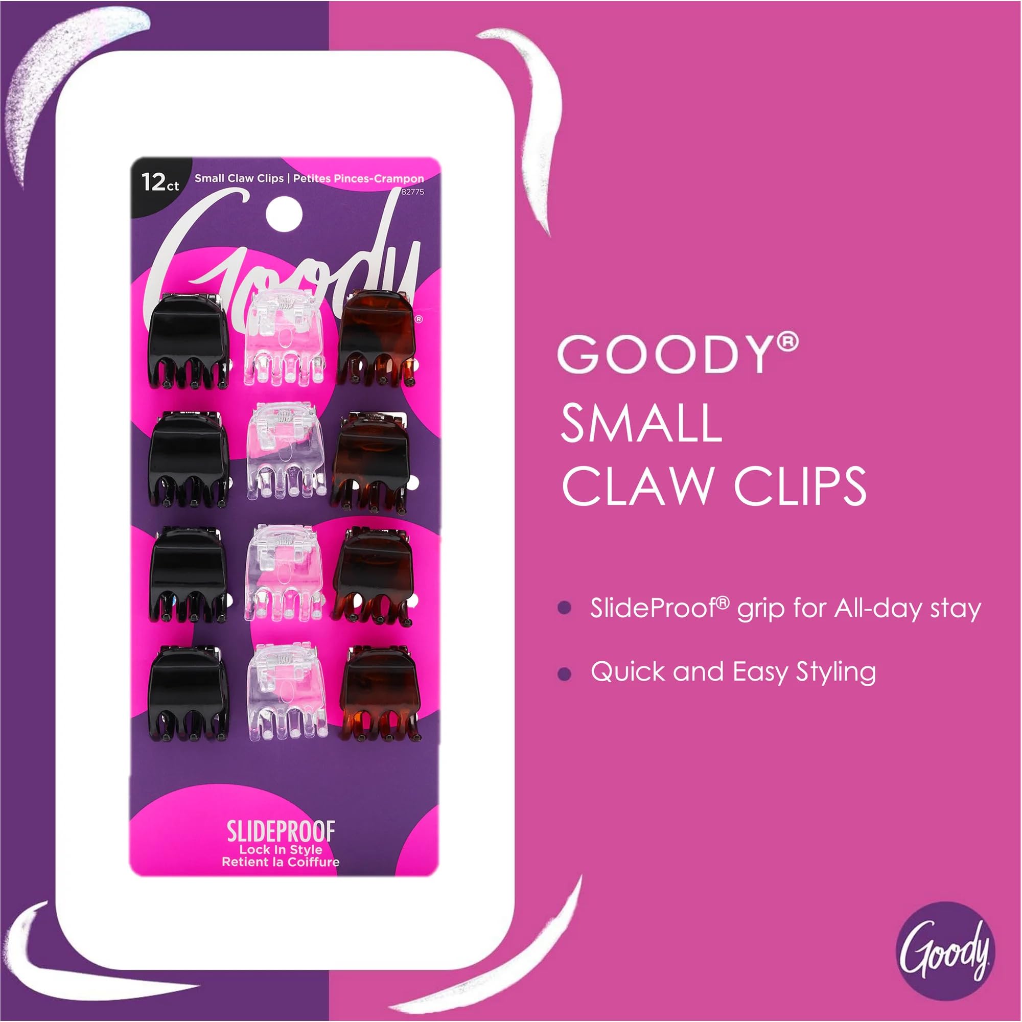 Twelve pack of small basic half claw clips for secure everyday styling.