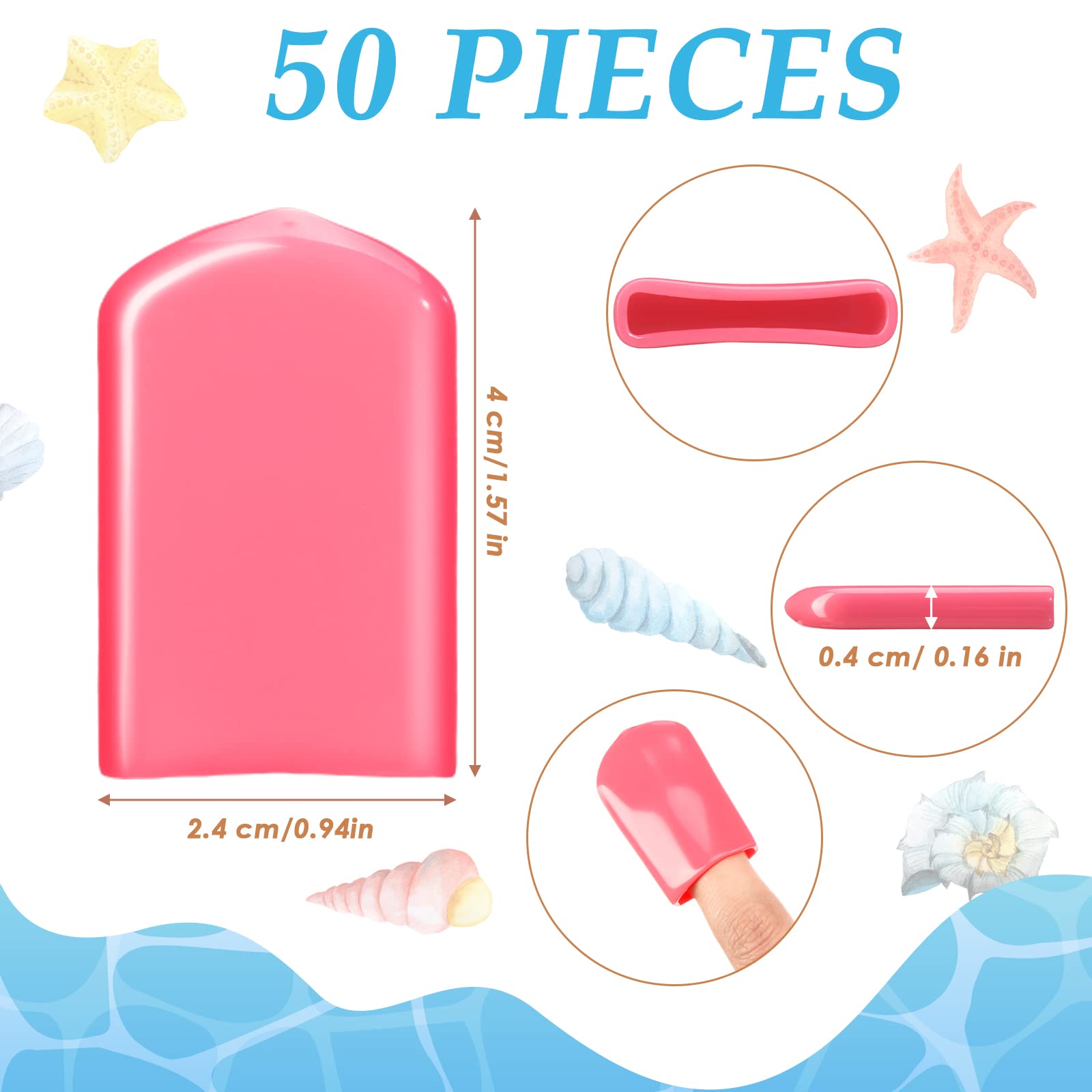 Close up of pink PVC nail protectors for tanning bed sessions.