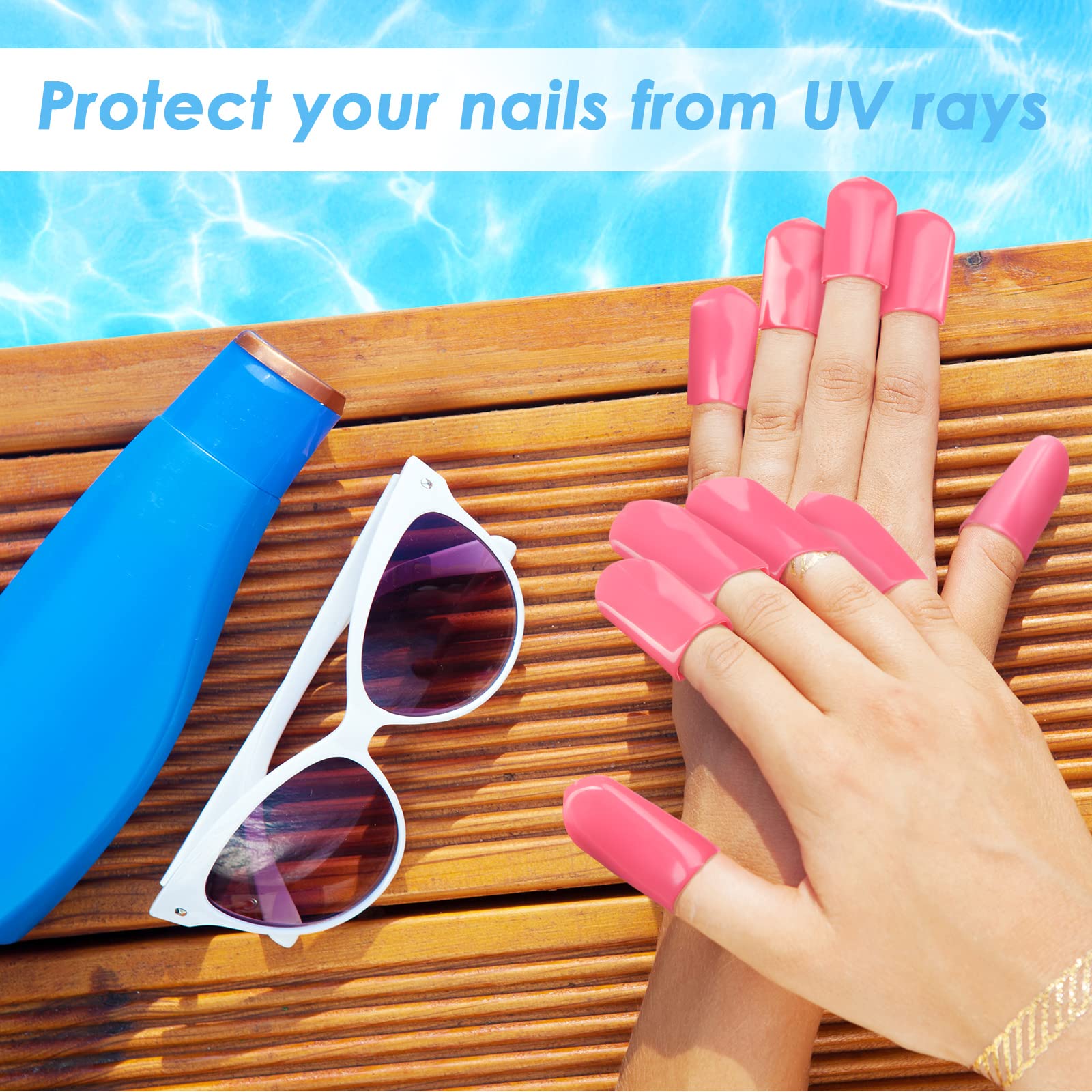 Reusable gel nail remover sleeves showing the flexible material texture.