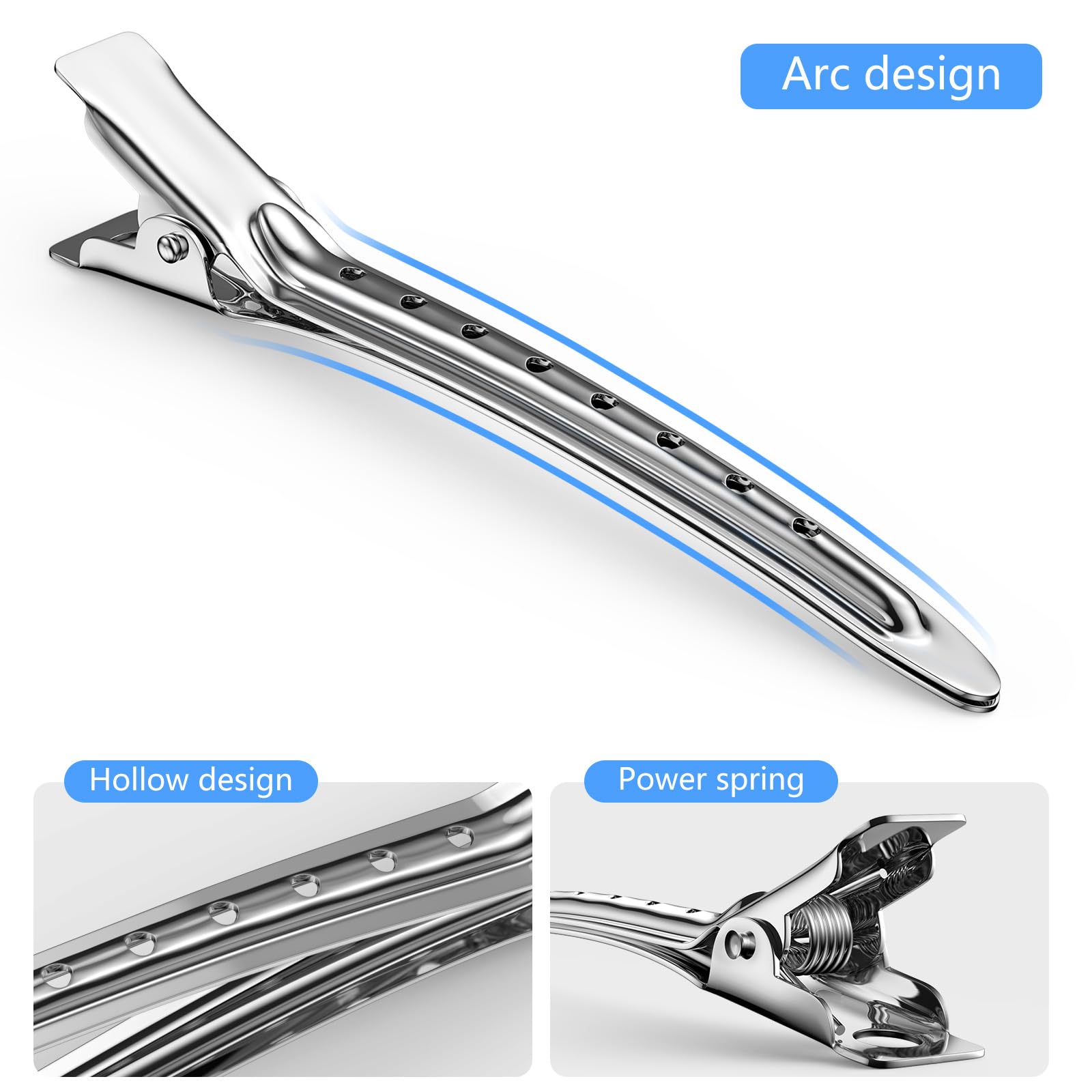 Viywicz silver hair pins in mixed sizes displaying the high elasticity spring mechanism.