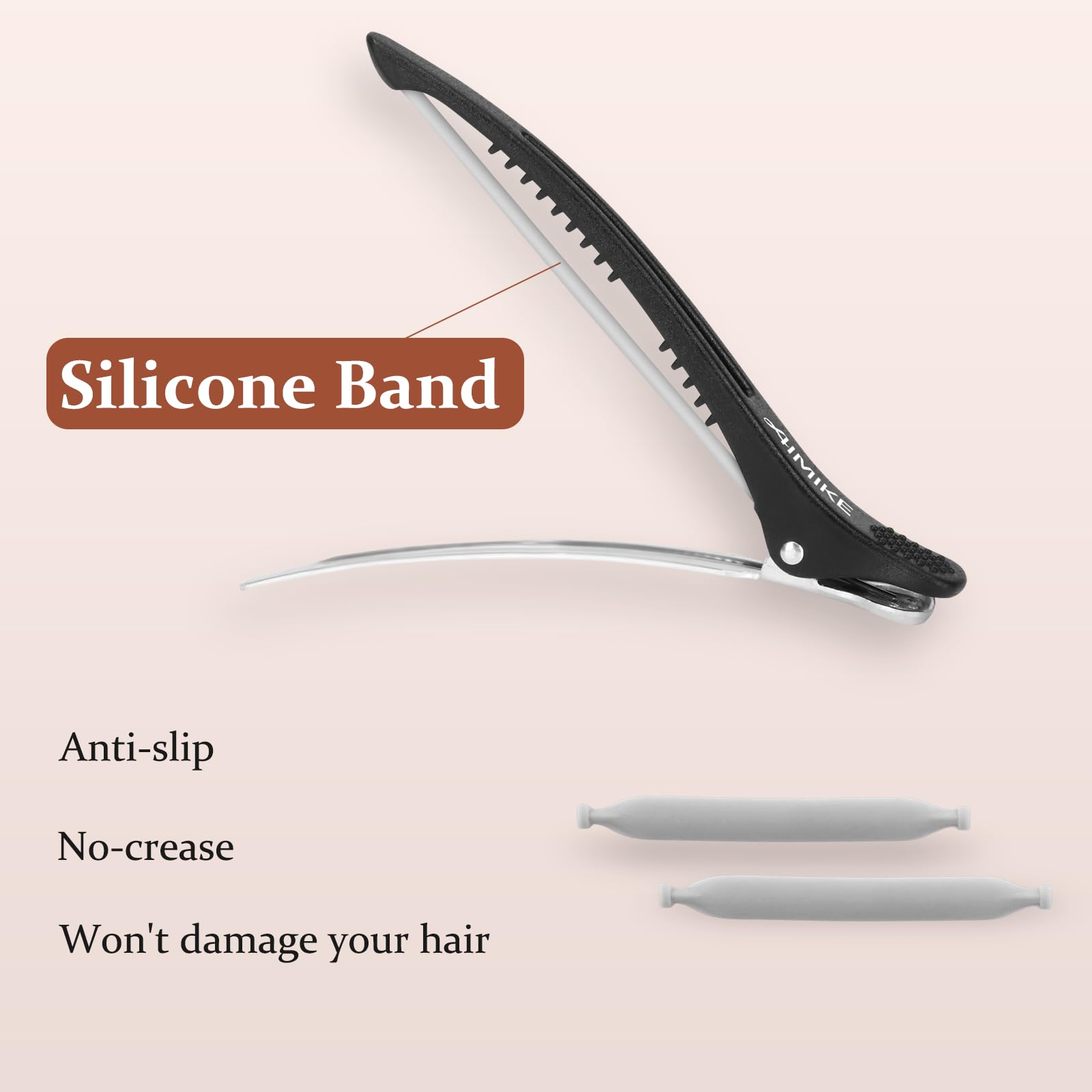 Ergonomic handle with anti slippage particles on the premium salon duckbill parting barrette