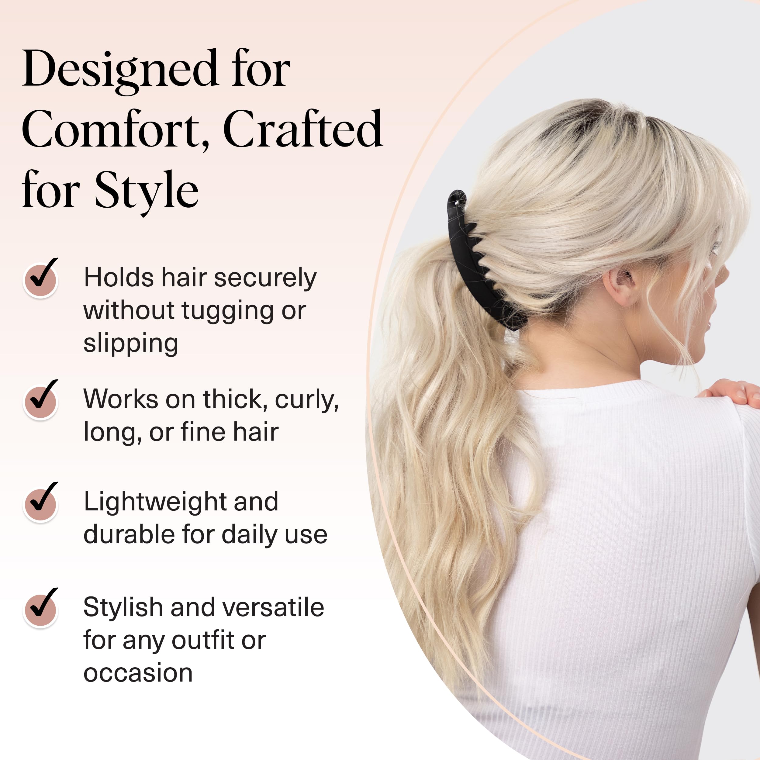 Eco friendly recycled plastic hair clips showcasing the durable interlocking teeth design.