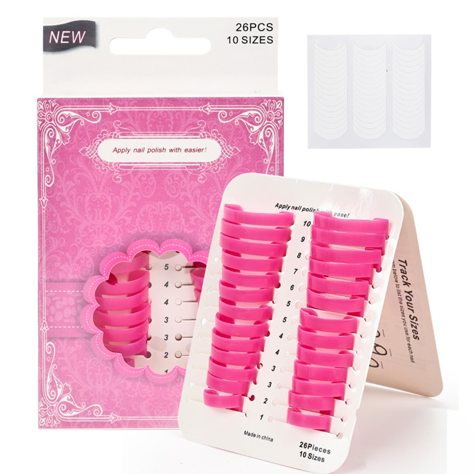 Close up of reusable anti flooding nail templates protecting cuticles during professional liquid polish application.
