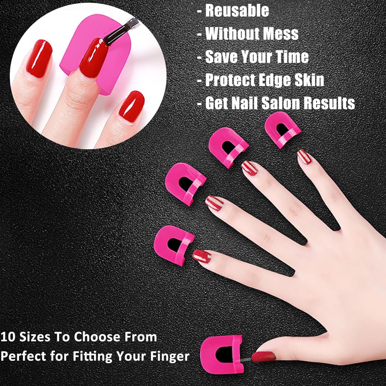 Shineweb spill proof nail art protectors applied to fingers to ensure clean edges during a gradient design process.