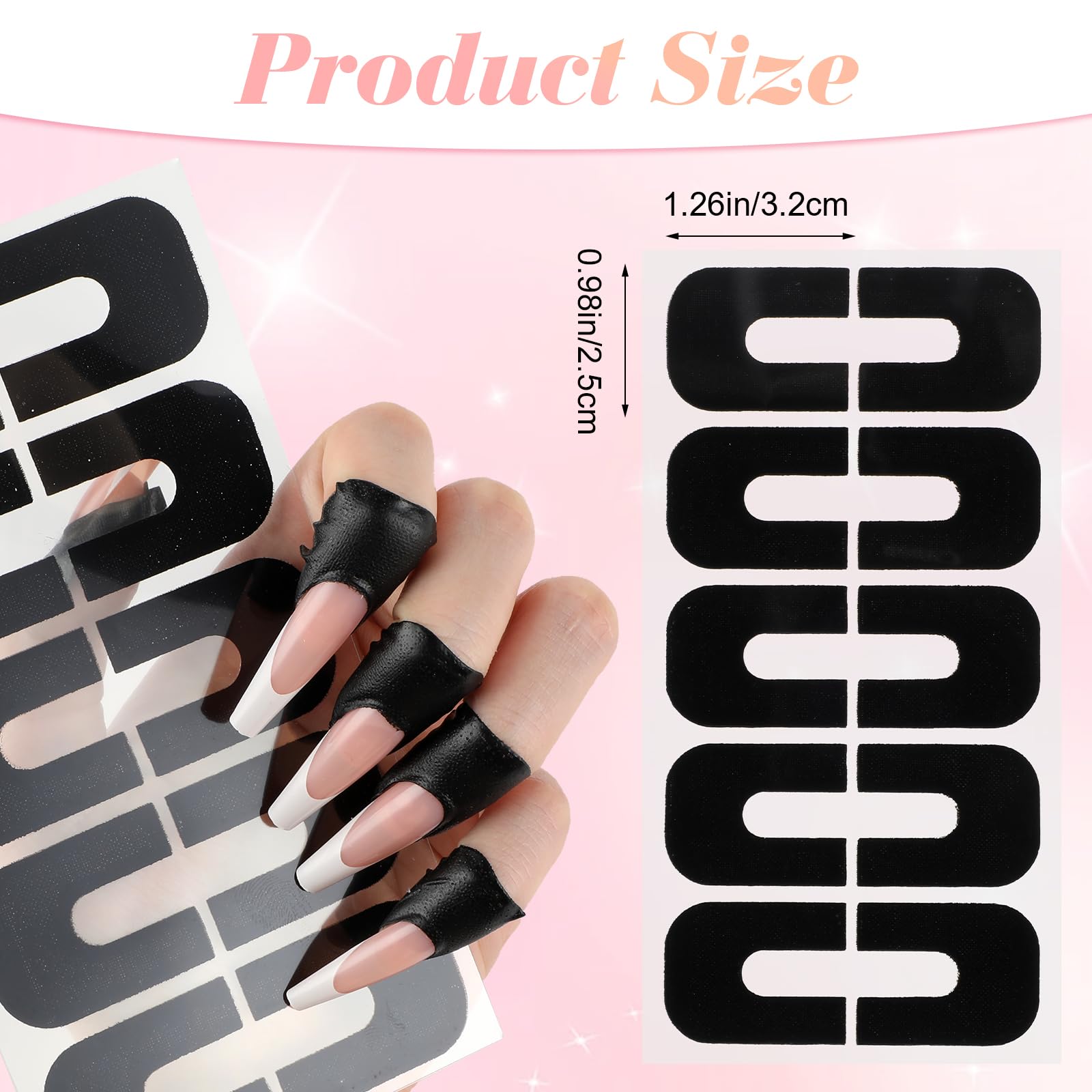 Black U-shaped cuticle protector tape applied around a fingernail for painting