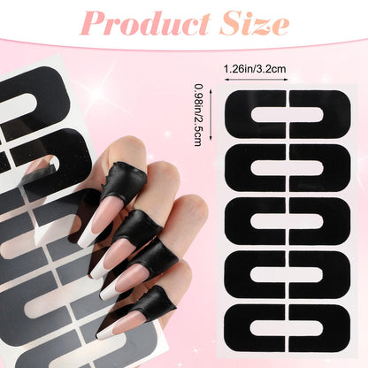Black U-shaped cuticle protector tape applied around a fingernail for painting