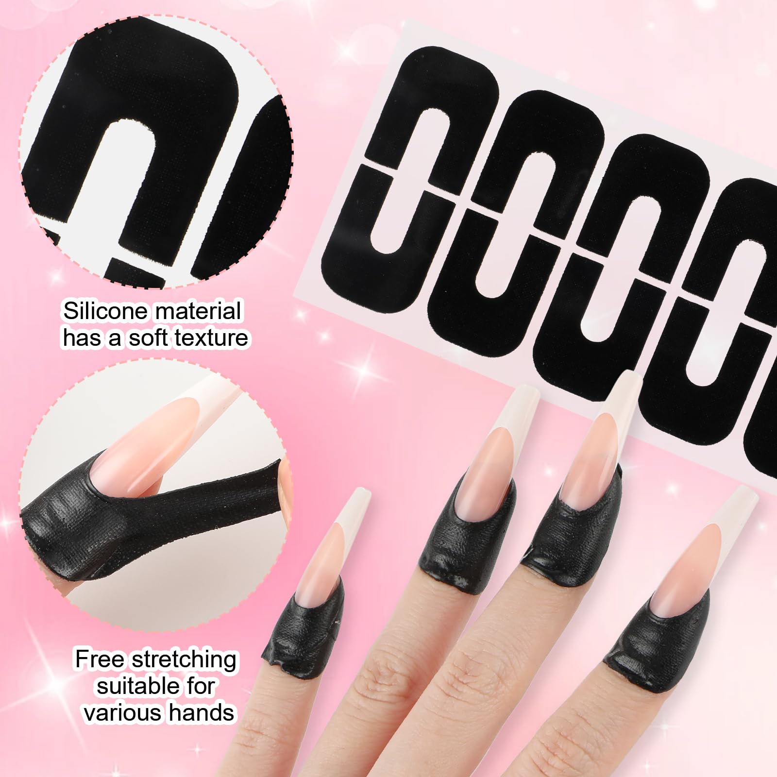 Ten sheets containing one hundred pieces of disposable nail art anti-overflow stickers