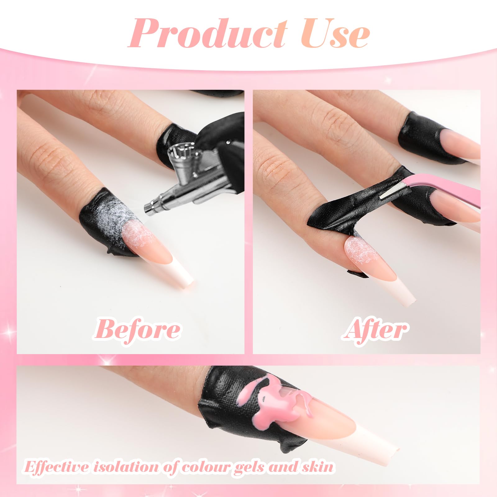 Peel off nail guard sticker being removed to show clean manicured French tip edges