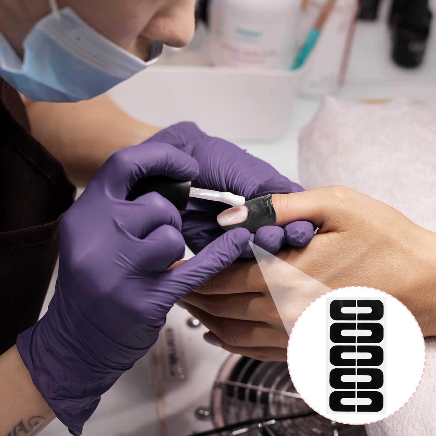 Flexible silicone material of the skin barrier spill proof tape being adjusted