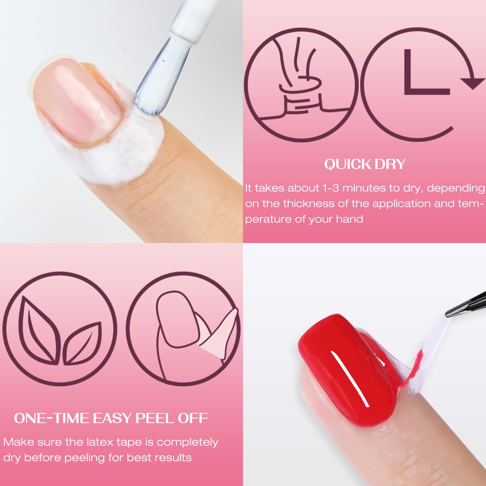 Peeling off the pink DRMODE nail latex barrier using stainless steel tweezers