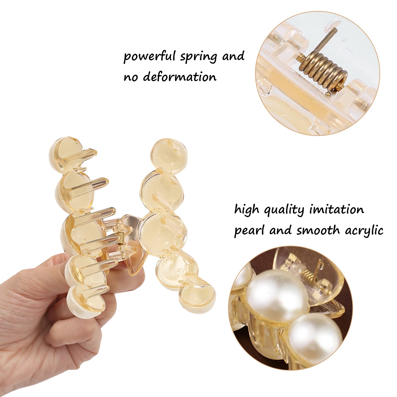 Close up of the durable anti rust metal spring on the pearl claw clip