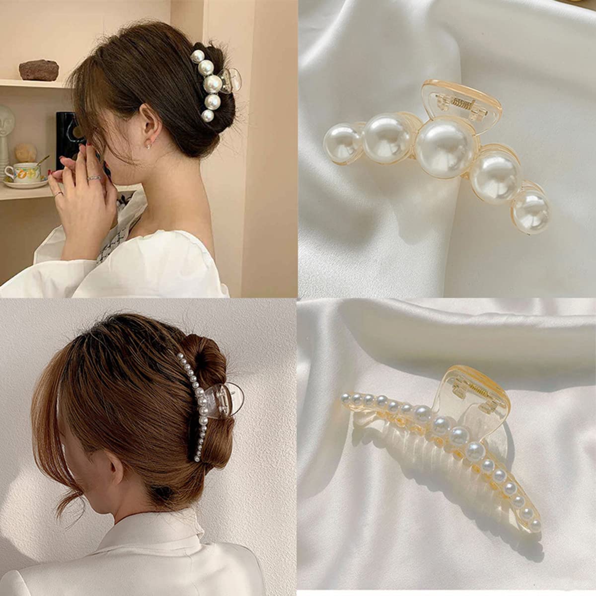 Side view of the luxury simulated pearl hair styling tool for women and girls