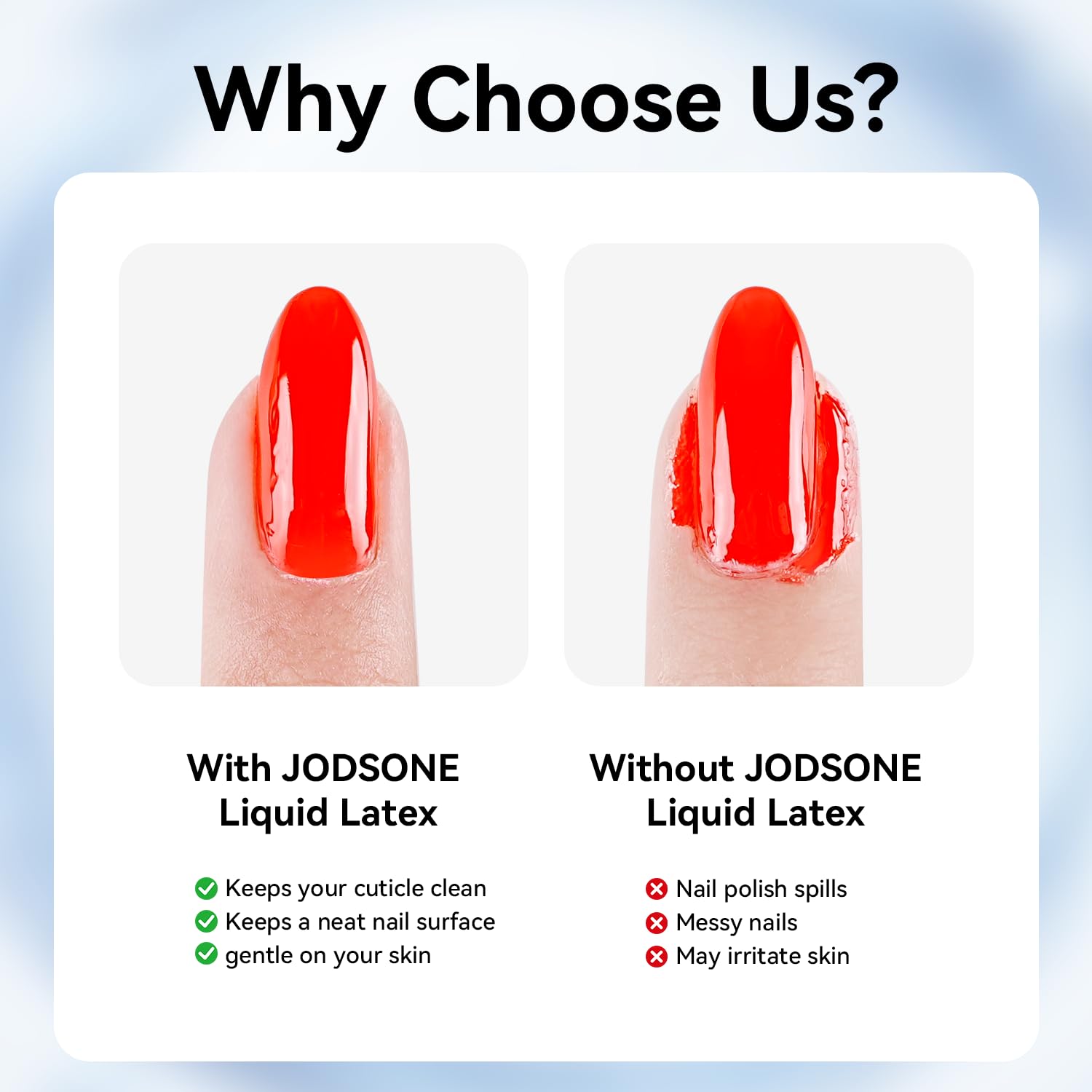 Jodsone liquid latex applied around nail cuticle for protection
