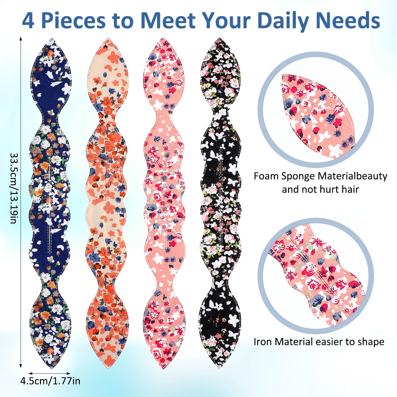 Four pieces rabbit ear hair twister bands displayed together