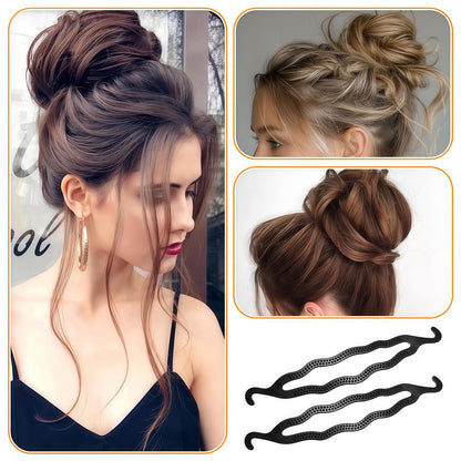 Finished elegant low chignon hairstyle achieved using the Upstore hair lock styling accessory.