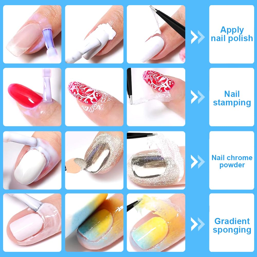 Peeling off the TWOING nail art liquid latex tape protector after polishing