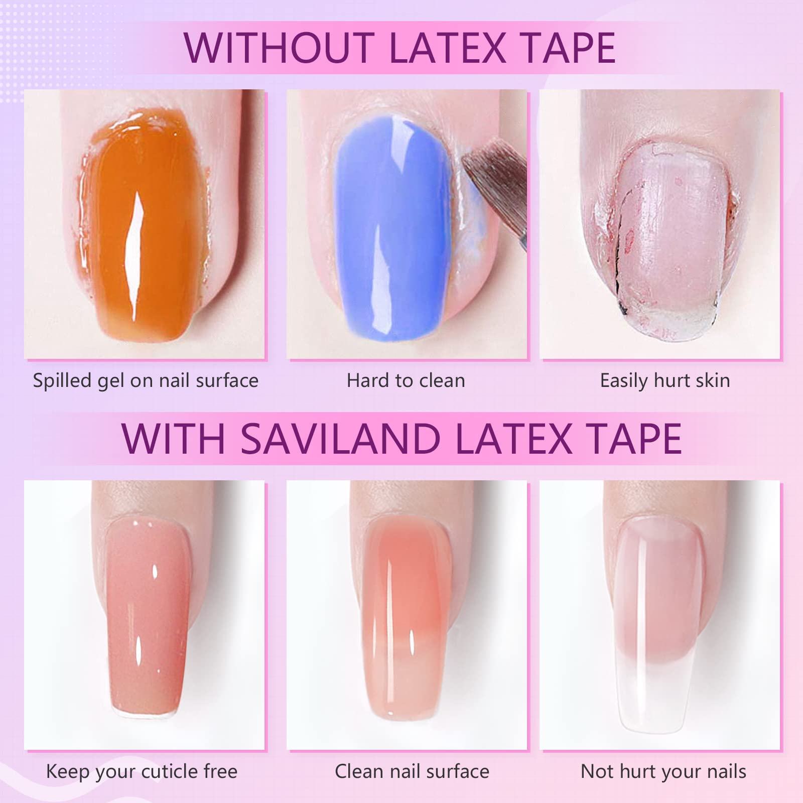 Using the included tweezers to peel away the Saviland liquid latex barrier from a clean manicure.