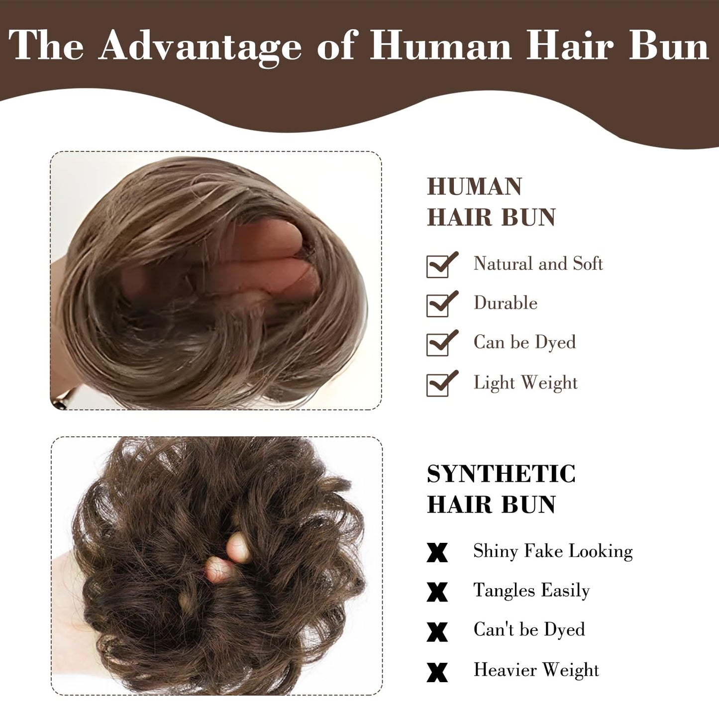 Side profile of golden messy bun hair extension