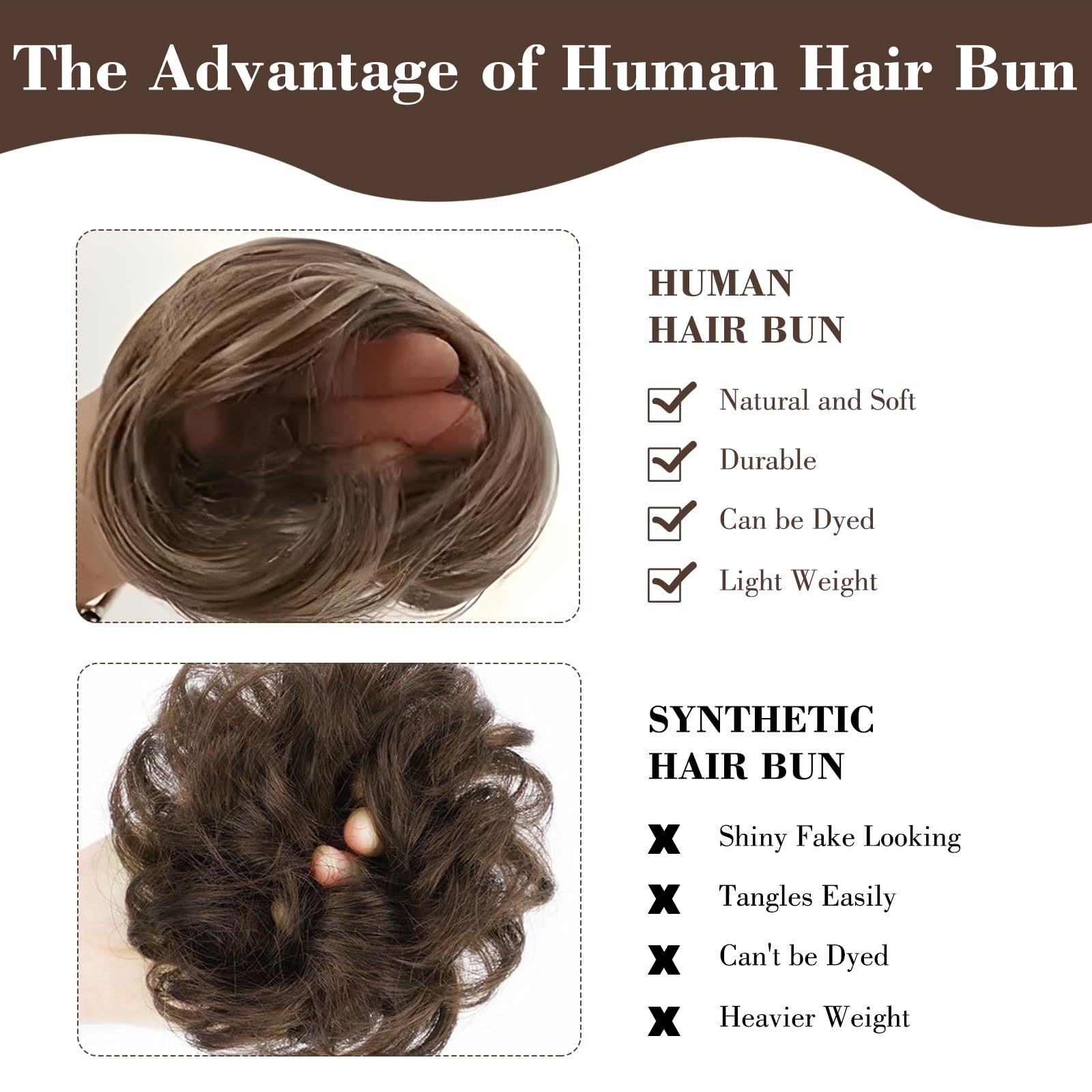 Side profile of golden messy bun hair extension