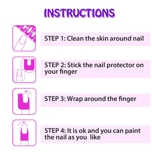 Close up of Outus self adhesive peel off cuticle guard being applied around a finger nail bed.