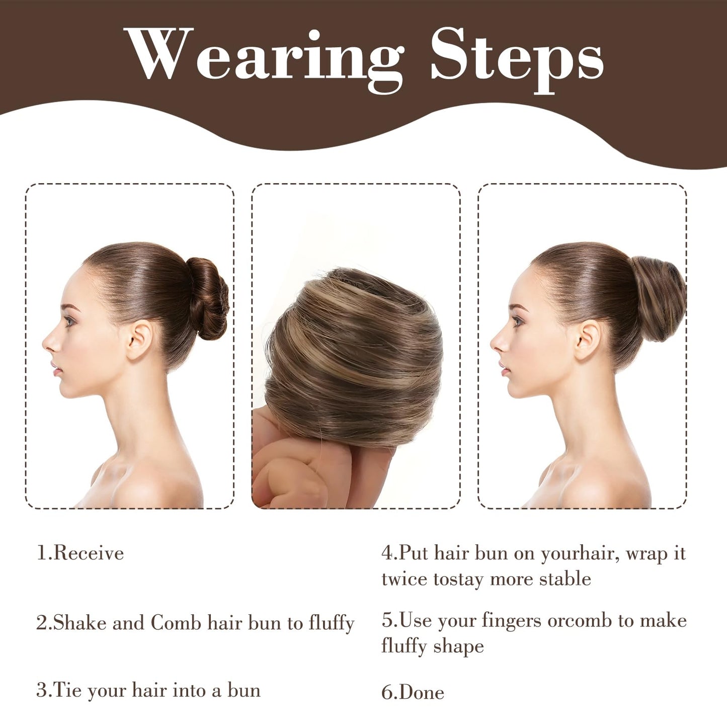 Woman wearing stylish golden messy hair bun updo