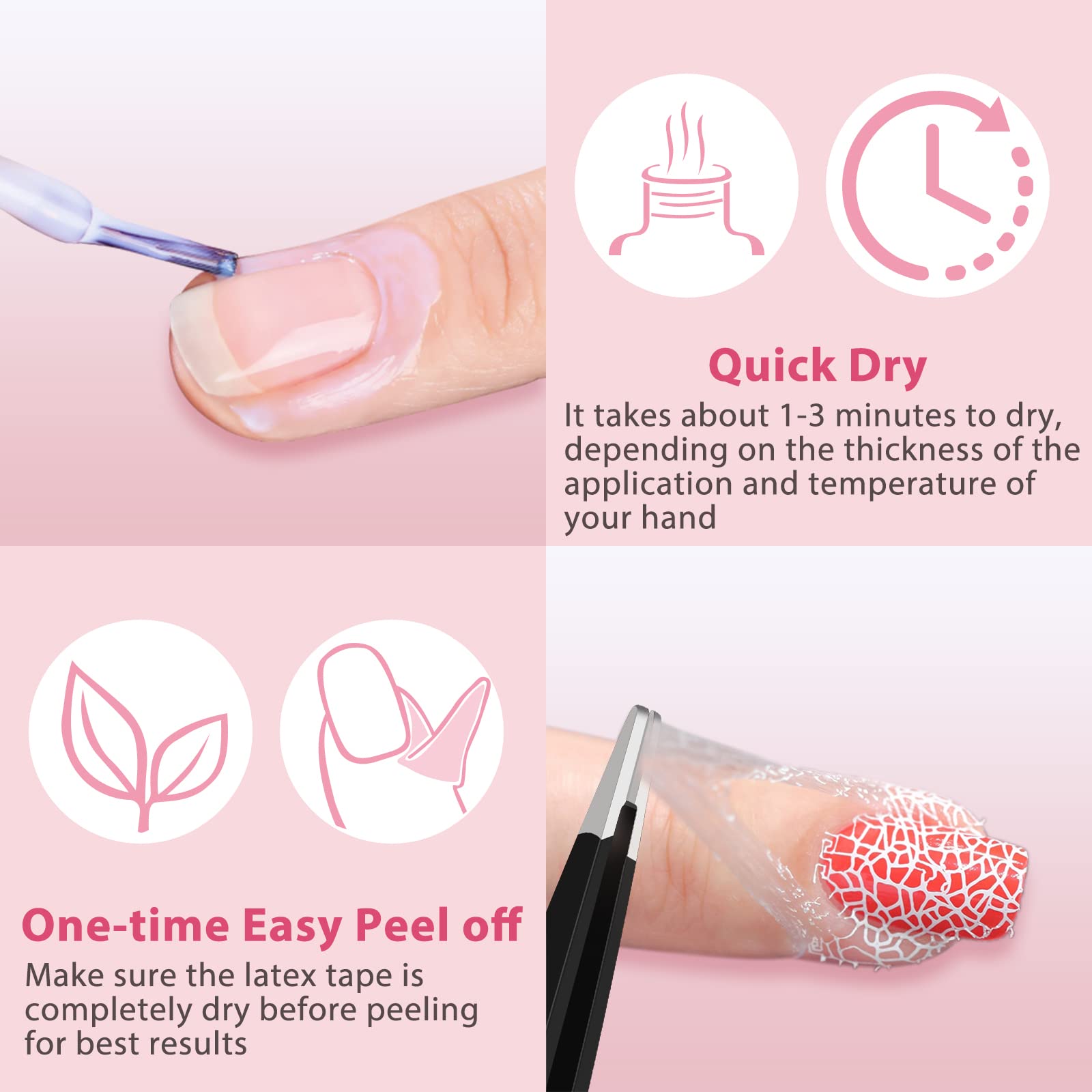 Stainless steel tweezers peeling off the pink DRMODE liquid polish barrier in one piece