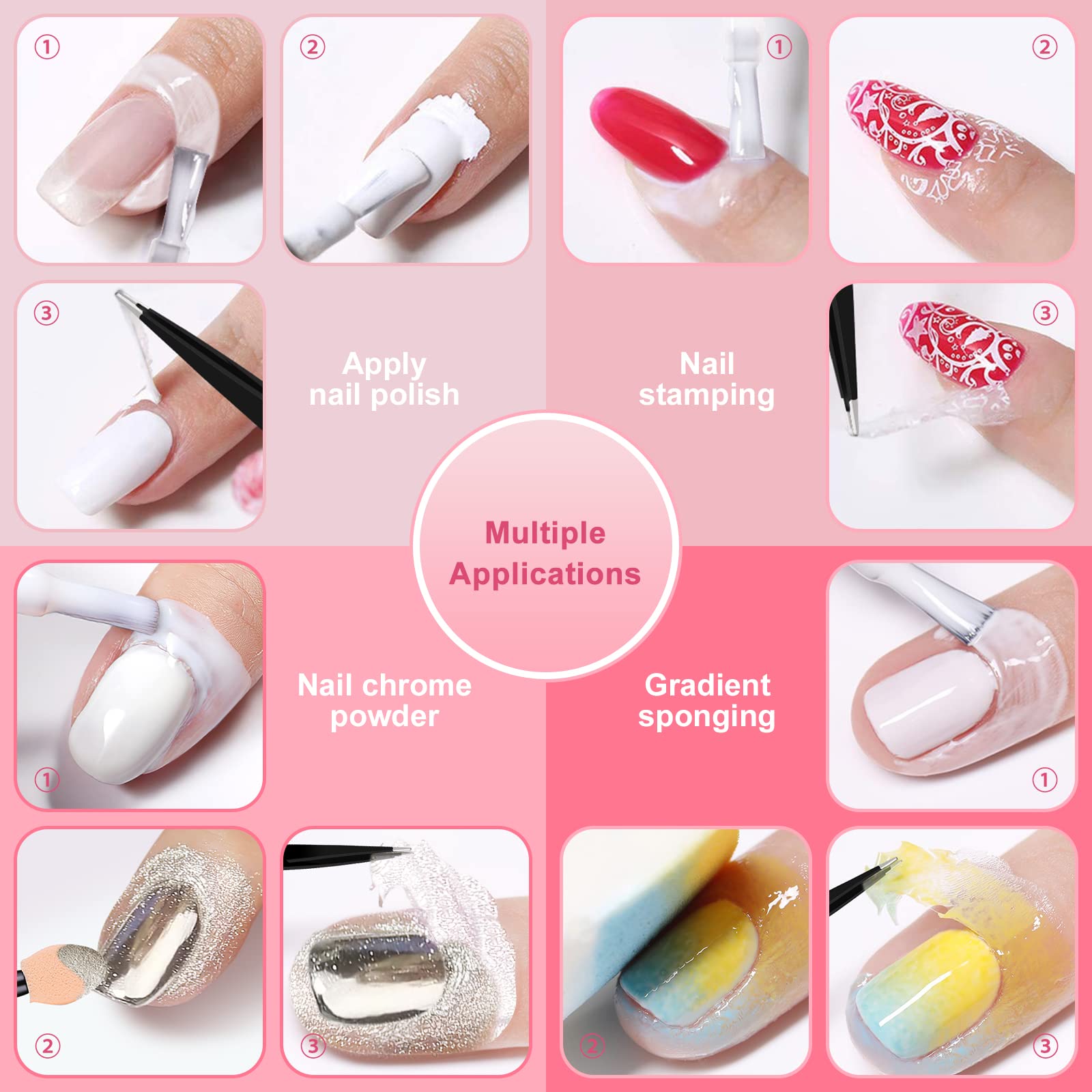 DRMODE cuticle protector kit showing clean salon style manicure results after stamping