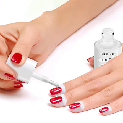 Close up of the fast drying pink and white DRMODE nail art cuticle shield